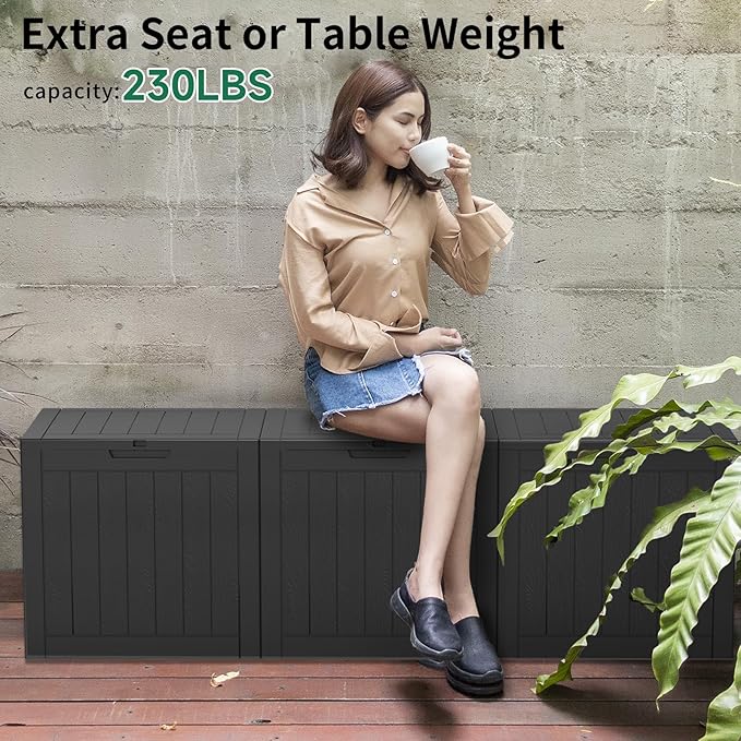 Outdoor Storage Box, 30 Gallon Waterproof Lockable Resin Deck Box - Image 6