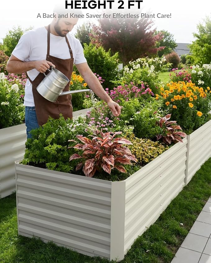 CABIHOME 2 Pcs 8x4x2 Ft Galvanized Raised Garden Bed, Deep Root Planter Box - Image 5