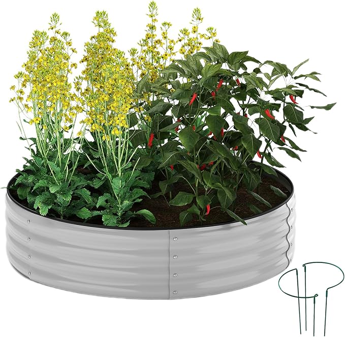 Galvanized Planter Outdoor Galvanized Metal Planter Round Raised Garden Bed Kit by ZFHgarden