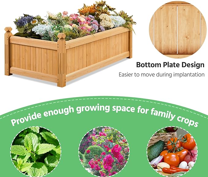 Yaheetech 46″ L × 23.5″ W × 16″ H Wooden Raised Garden Bed, Horticulture Wood - Image 5