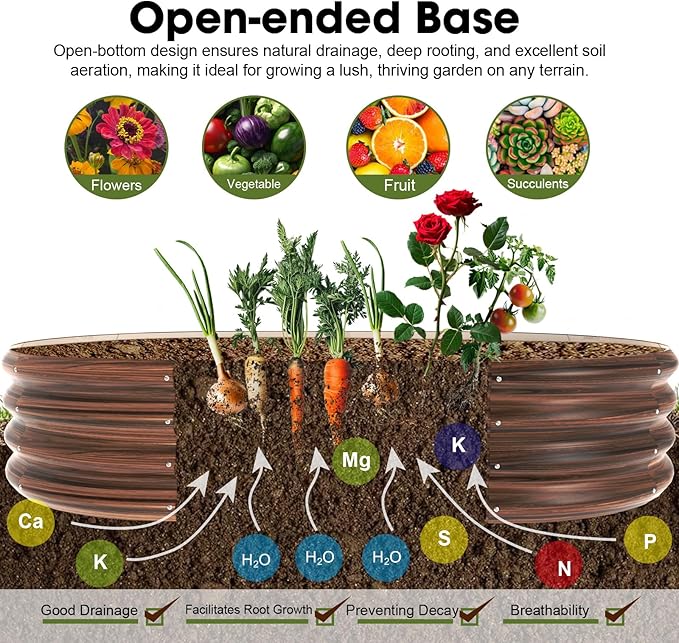 5x3x1ft Oval Galvanized Raised Garden Bed Outdoor 9-in-1 Large Metal Modular - Image 3