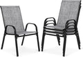 Outdoor Stackable Chairs Set of 4, Stacking Patio Chairs by Villeston