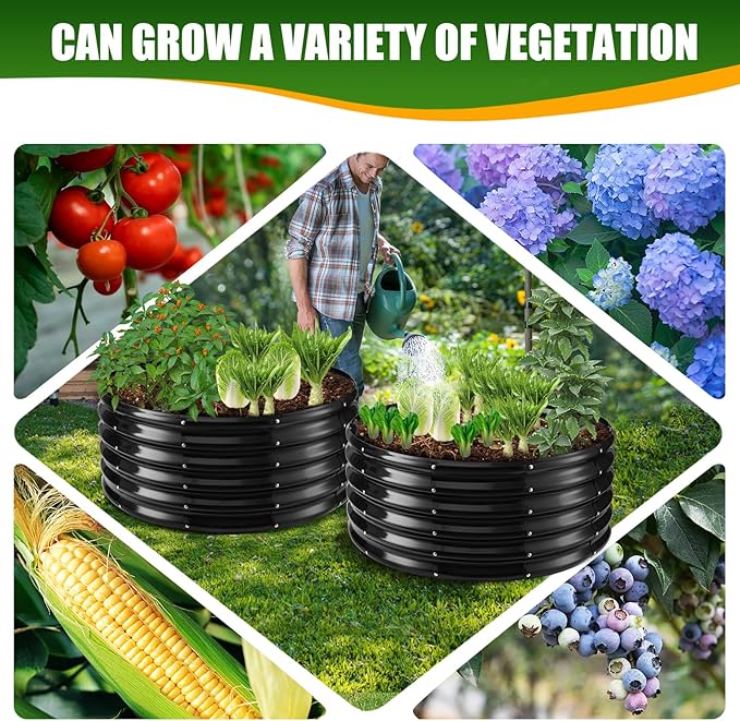 17" Tall Elevated Round Metal Rised Garden Bed- 3.3'x3.3' in Size and 0.8MM - Image 6