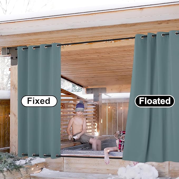 NICETOWN 2 Panels Greyish Blue Outdoor Curtains - Image 5