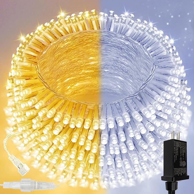 Warm White to Cool White Color Changing 200 LED 66FT Connectable Christmas by SANJICHA
