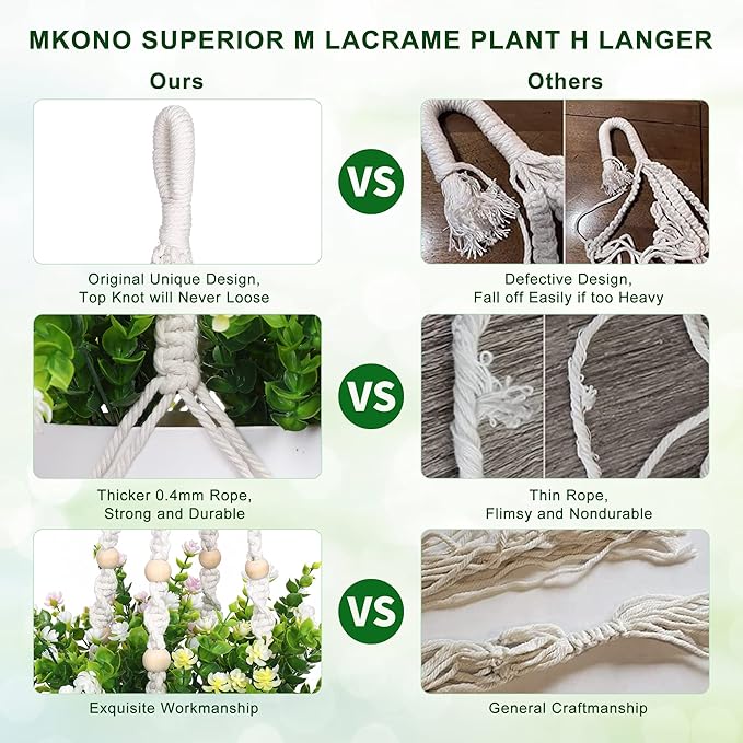 YIBOT Macrame Plant Hanger Indoor Outdoor, Heavy 20lb Planters, Extra Long - Image 9