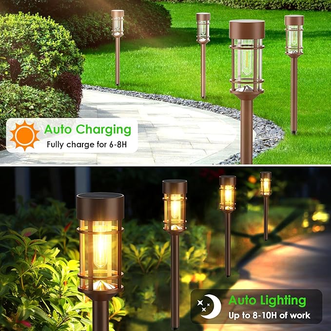 Mancra 8 Pack Solar Outdoor Lights, Bright Up to 10 Hrs Solar Lights Outdoor - Image 6