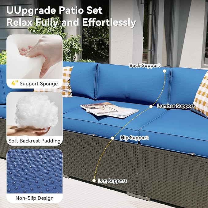 Aoxun Patio Furniture Set with Fire Pit Table, 8 Piece Outdoor Sectional Sofas - Image 2