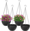 Foraineam 4 Pack Black Hanging Planters, 8.2 inch Hanging Flower Basket Planter by Foraineam