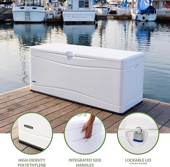 LIFETIME Outdoor Storage Deck Box, 130 Gallon, Arctic White, UV-Protected - Image 2