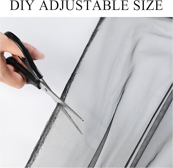 10 x 10 Outdoor Black Tulle Backdrop Curtains Waterproof Voile Sheer Screen - Image 5