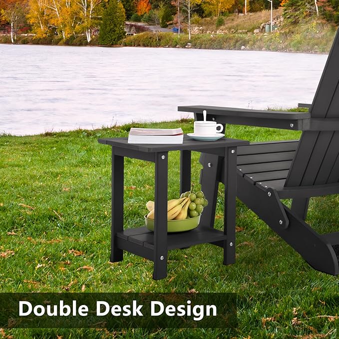 Double Adirondack Side Table Weather Resistant, Outdoor Rectangular End Table - Image 6