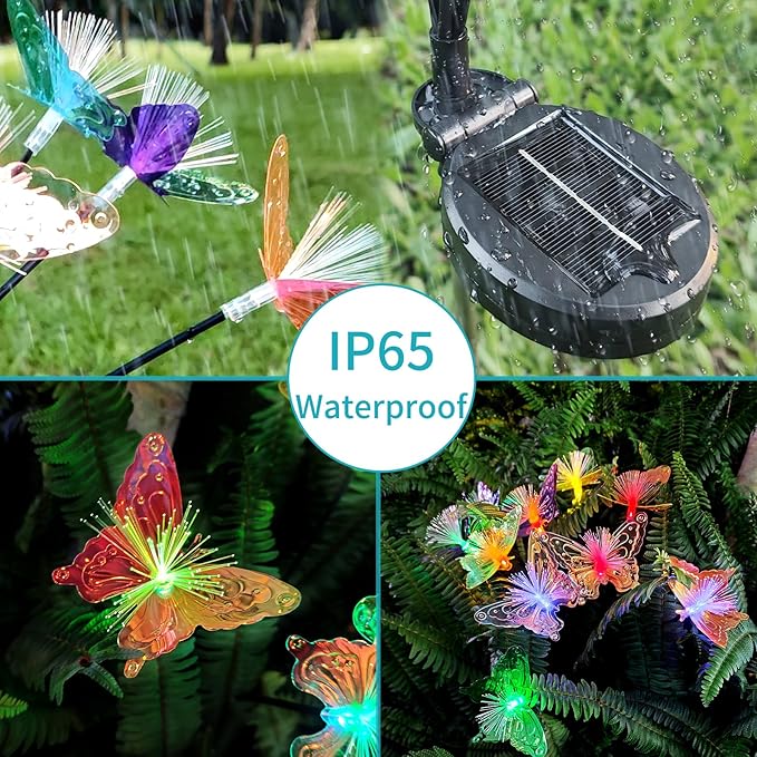 JJGoo 2 Pack Solar Garden Lights, Solar Butterfly Swaying Light - Image 6