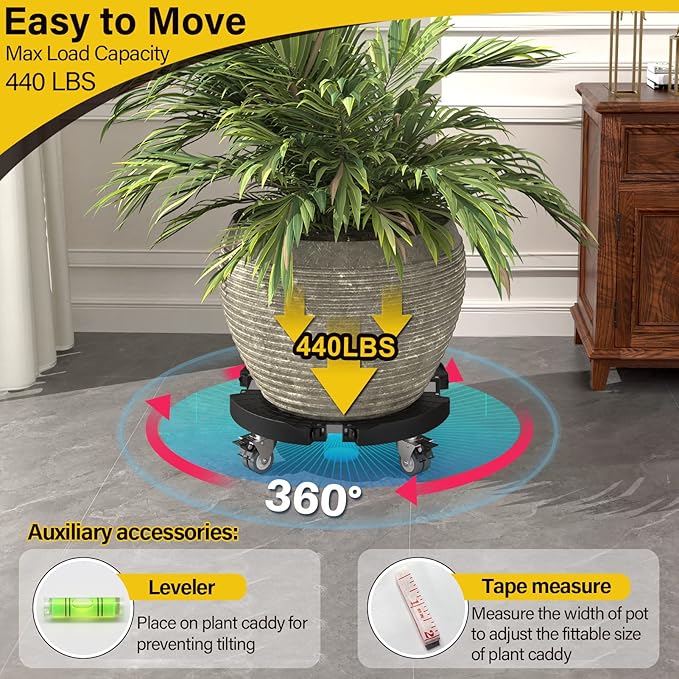 Goovilla Plant Stand with Wheels Heavy Duty, Rolling Plant Stand/Dolly/Roller - Image 2