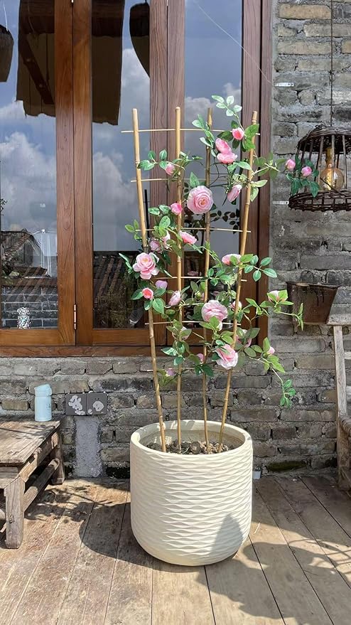 Natural Bamboo Trellis, Fan-Shaped Plant Support Trellis - Image 6