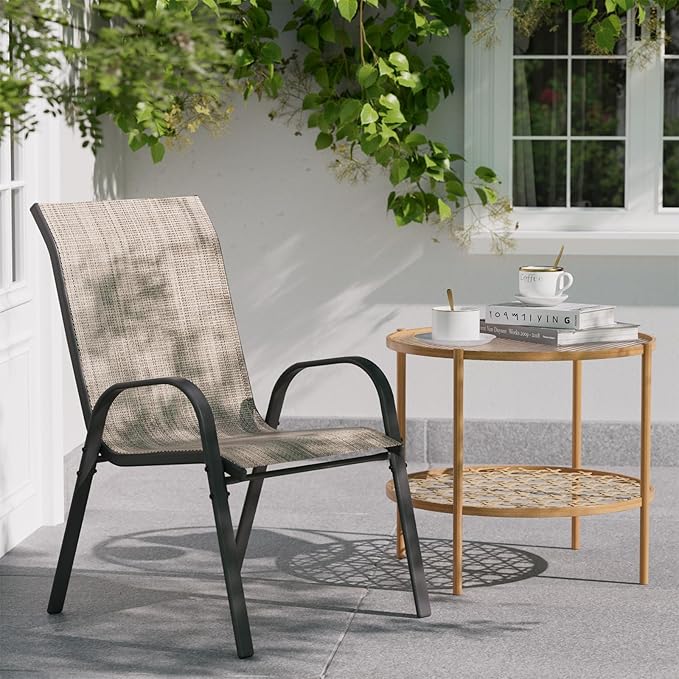 Patio Dining Chairs Set of 2, Outdoor Stackable Dining Chairs High Back - Image 6