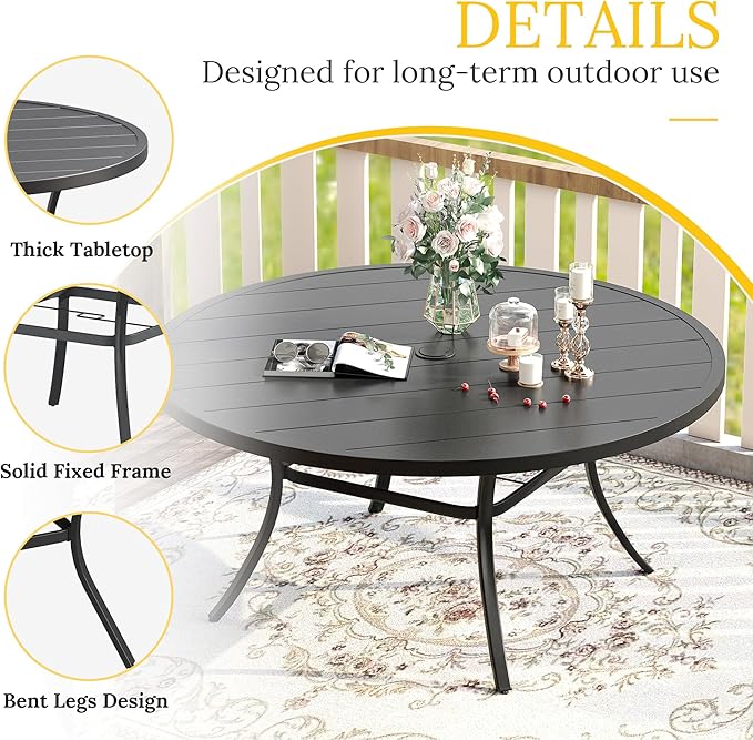 VICLLAX 60" Outdoor Round Patio Table - Image 4