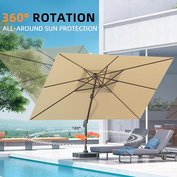 9' X 12' Cantilever Outdoor Patio Umbrellas - Image 4