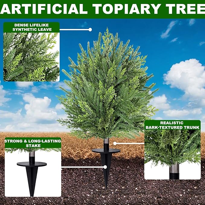 2 Pack Artificial Cypress Topiary Ball Trees - Image 9