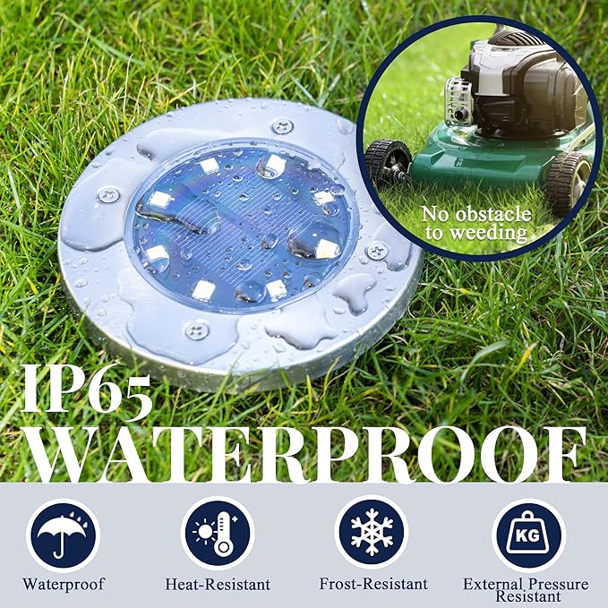 SOLPEX Solar Ground Lights, 12 Pack Solar Lights Outdoor Waterproof, 8 LED - Image 6