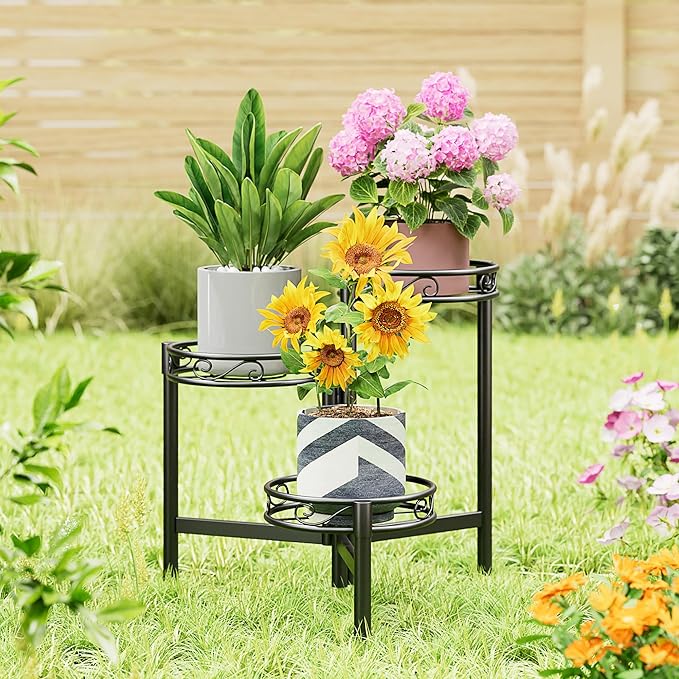 3-Tier Plant Stand Outdoor, Metal Plant Stand by Unknown