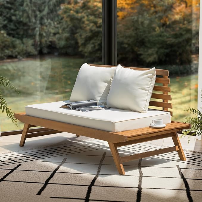 IDZO Lucille 800lbs Capacity Acacia Patio Loveseat, FSC Certified 2 Seater - Image 7