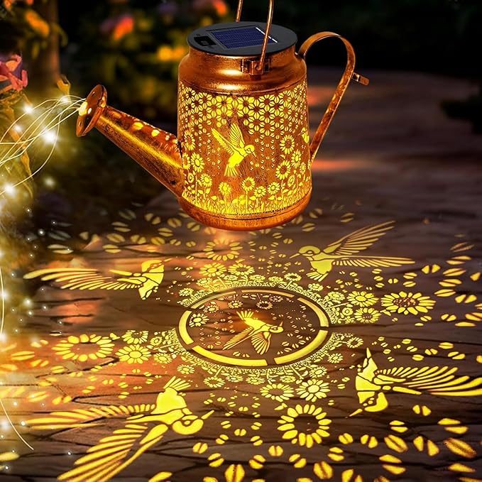 Solar Lanterns Outdoor, Hummingbird Sunflower Watering Can lights, Waterproof - Image 2