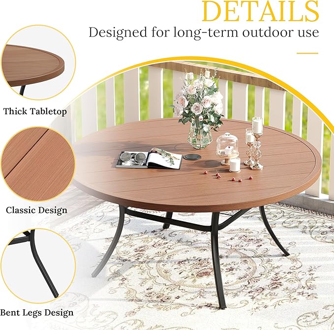 VICLLAX 60" Outdoor Round Patio Table - Image 4