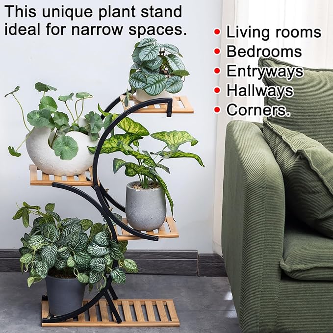 Bamboo 4-Tier Plant Stand Rack Multiple Flower Pot Holder Shelf Indoor Outdoor - Image 2