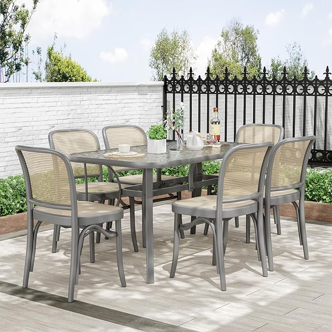 TLSUNNY Patio Outdoor Table W/ 1.69″ Umbrella Hole, Outdoor Metal Furniture - Image 2