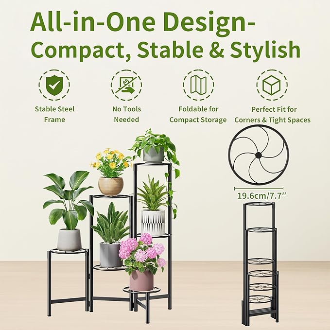 Outdoor Plant Stands for Patio Corner Tall Plant Stand Indoor Metal Flower Pot - Image 5