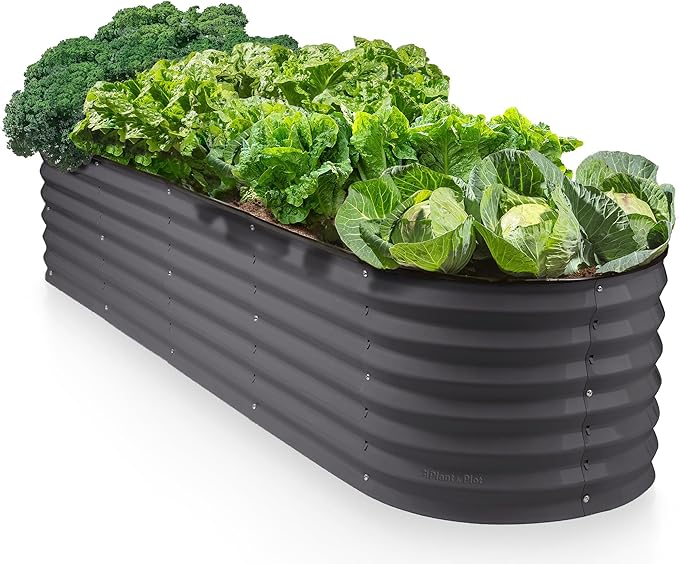 9-in-1 Galvanized Steel Raised Garden Bed // 8×2×1.5 ft Modular Planter by PlantPlot