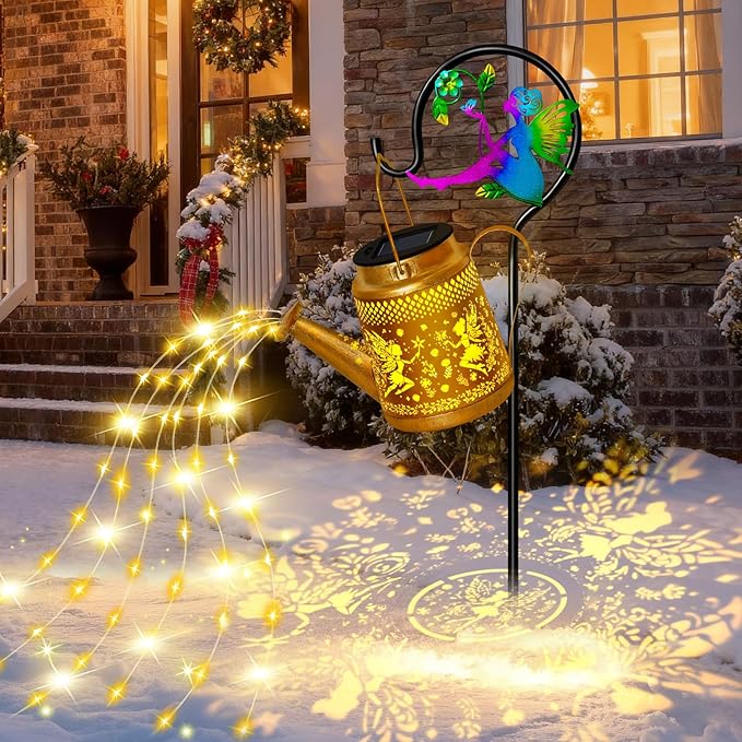 Solar Watering Can Lights Outdoor Garden Decor, Large Fairy Hanging Lantern by OSTRITEC