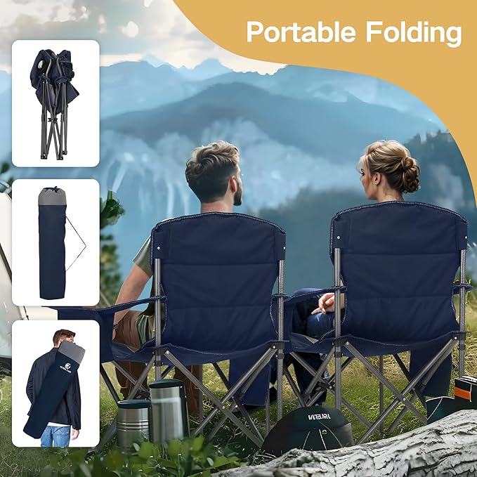 ALPHA CAMP Heavy Duty Camping Chair 500LBS Capacity, Oversized Folding Chair - Image 9