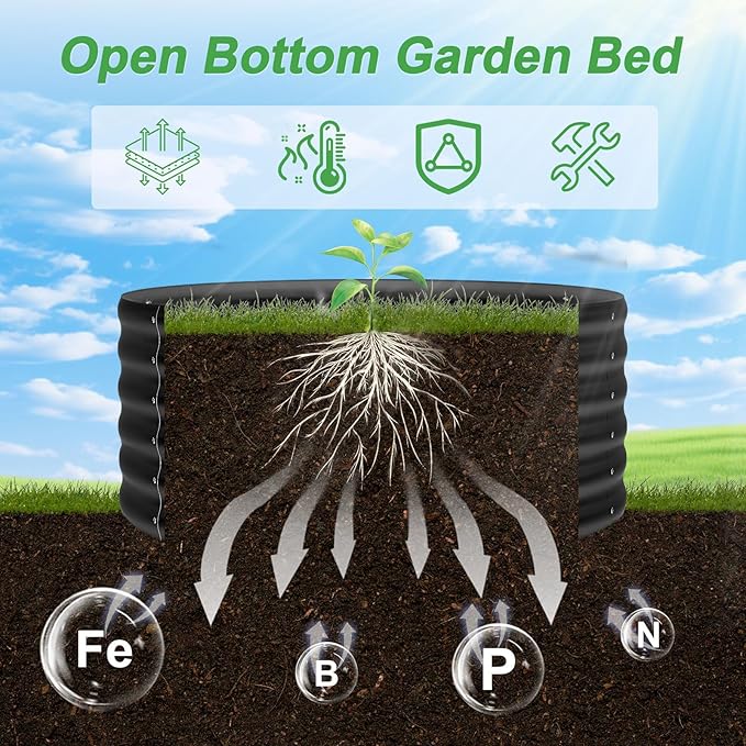 AHEONLAR 2 Pack 2x2x1.5ft Round Galvanized Raised Garden Bed Outdoor Metal - Image 7