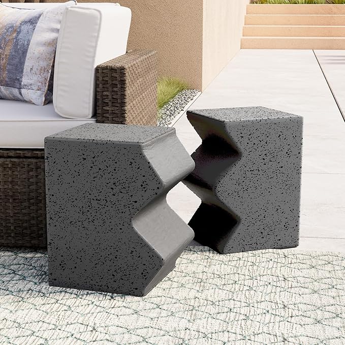 COSIEST Concrete Side Table, Decorative Garden Stools - Image 3
