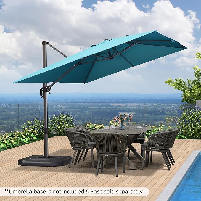 PURPLE LEAF 9' X 11.5' Patio Umbrella Outdoor Cantilever Rectangle Umbrella - Image 3
