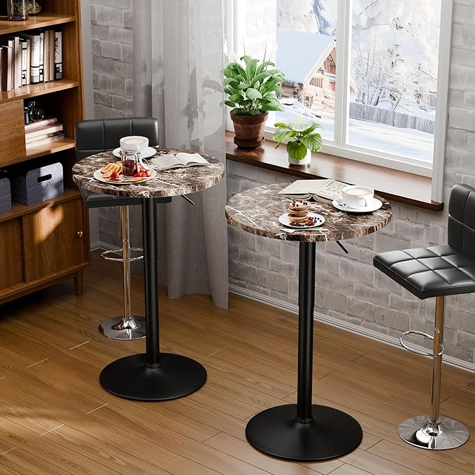 Flamaker Round Bistro Pub Table 23.6 Inch Height Adjustable 360° Swivel Bar - Image 4