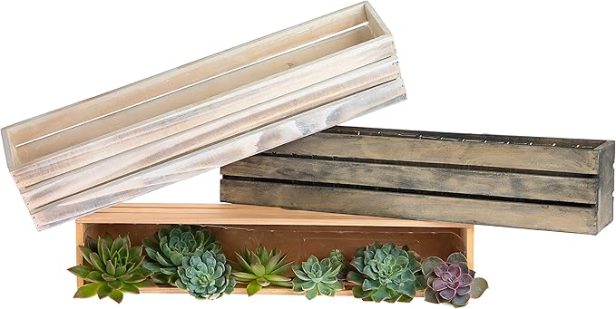 20" Rectangular Rustic Wood Planter - Image 5
