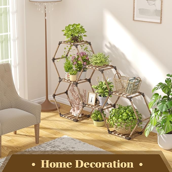 Tikea Plant Stand Indoor Outdoor Hexagonal Plant Stand - Image 2