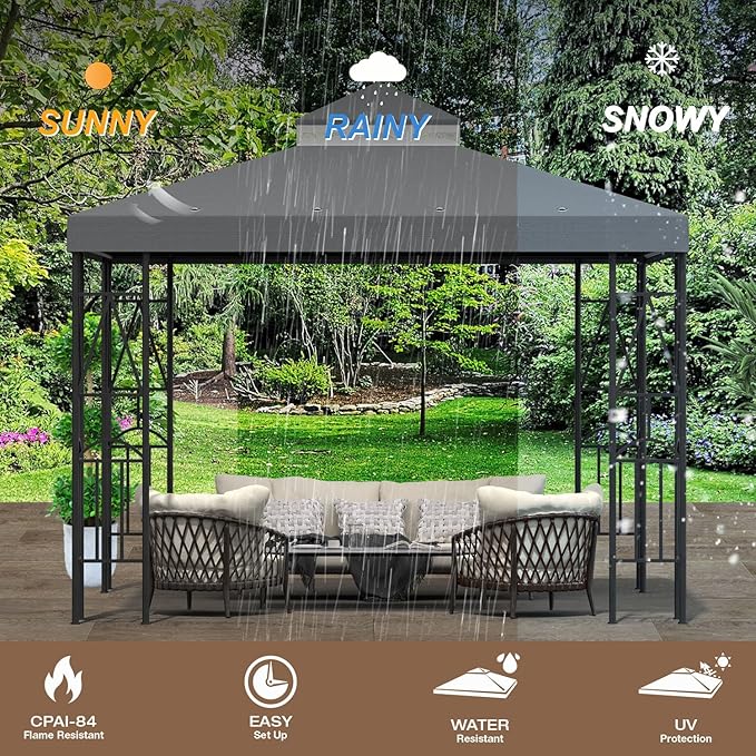 10x10 Canopy Replacement Top Double Tiered Gazebo Cover - Image 4