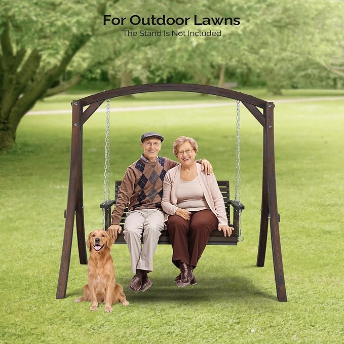 VINGLI Upgraded Patio Wooden Porch Swing - Image 8