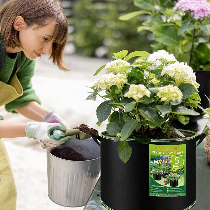 NACHLYNN 5-Pack 7 Gallon Grow Bags Thickened Nonwoven Fabric Pots - Image 6