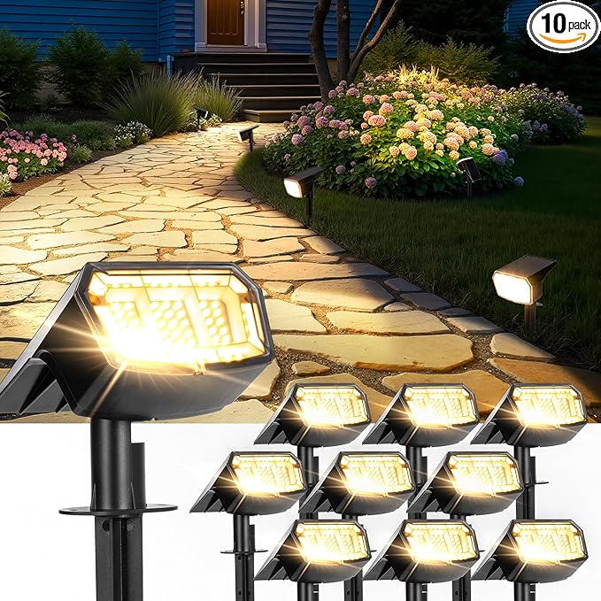 Solar Spot Lights Outdoor IP67 Waterproof 10 Pack, 63 LED 3 Modes Solar by Unknown