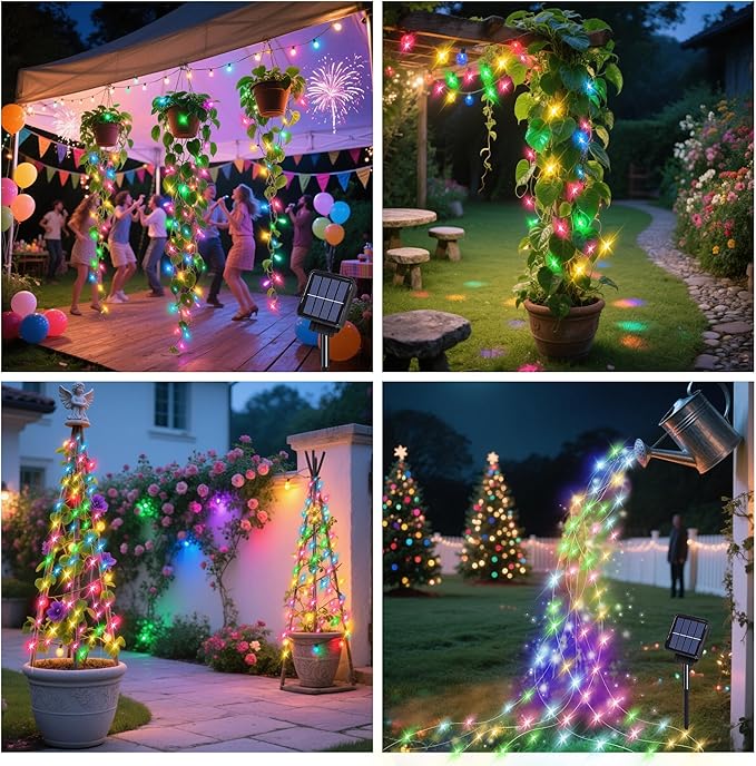 ZNYCYE Solar Waterfall Fairy Bunch Lights Outdoor Waterproof 200LEDs 8 Modes - Image 6