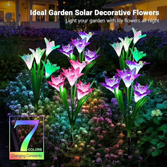 WdtPro Solar Outdoor Lights Garden Decorative 10 Pack, Waterproof Solar Garden - Image 2