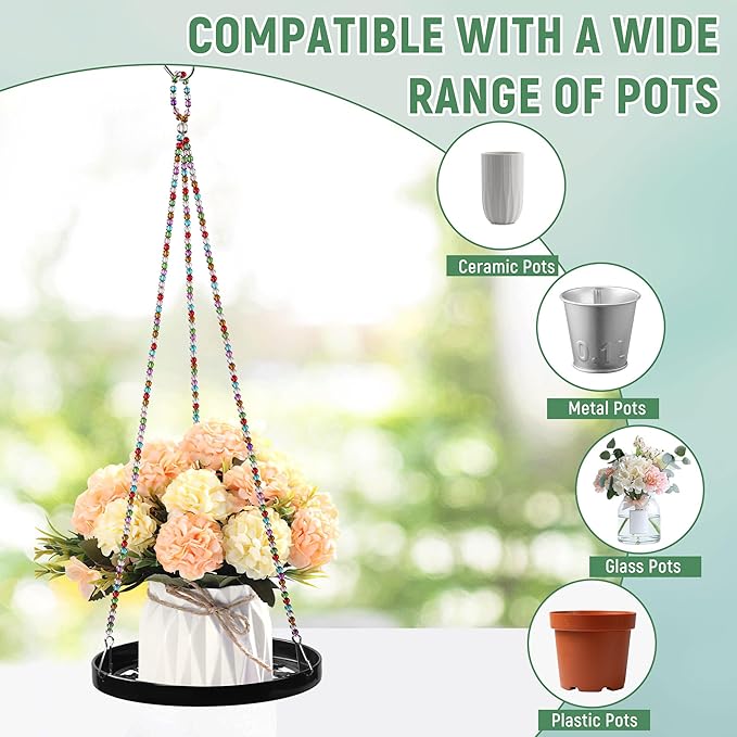 2-Pack Modern Boho Macrame Plant Hanger, 10/11 Inch Metal Hanging Planter Holder - Image 6