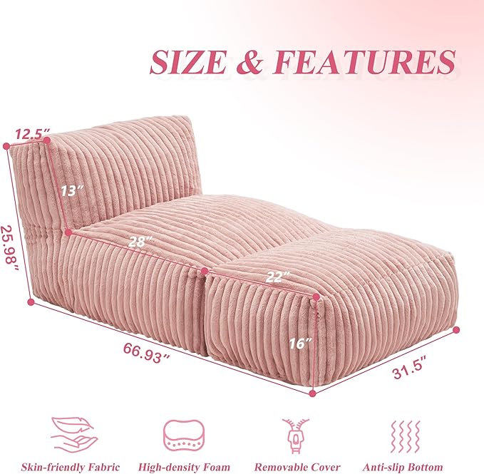 Hobestluk Big Bean Bag Lounger Chairs Large Beanbag Chair - Image 2