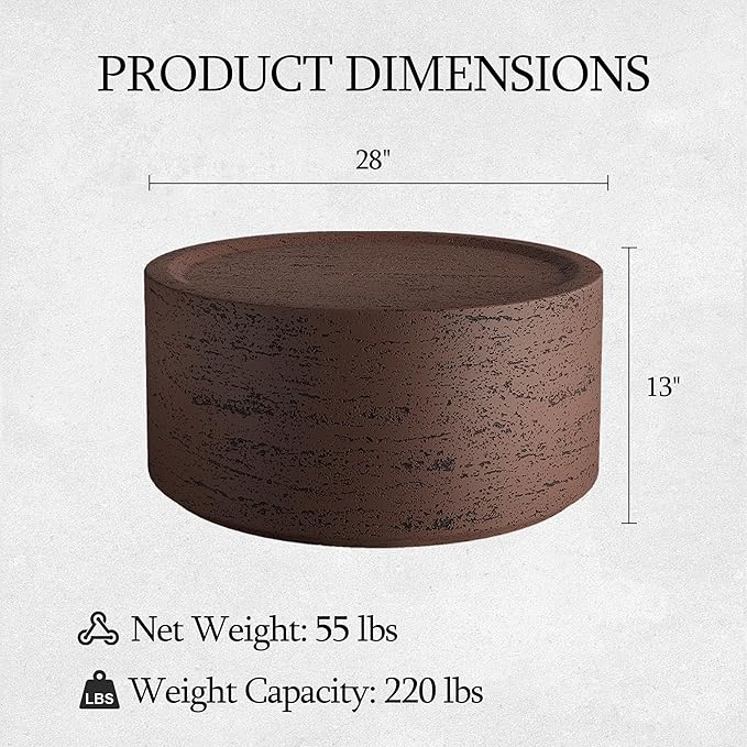 UPHA Outdoor Round Coffee Table, Small Modern Minimalist Accent Tables - Image 2