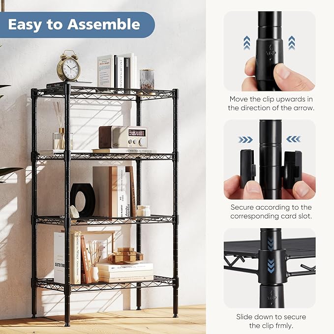 DUMOS 4-Tier Metal Wire Storage Shelves, Adjustable Standing Storage Rack Shelf - Image 7